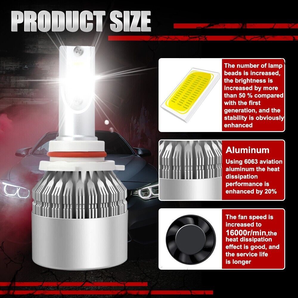 9005 H10 HB3 LED Headlight or Fog Light Kit High Beam Bulbs 720000LM 6000K White