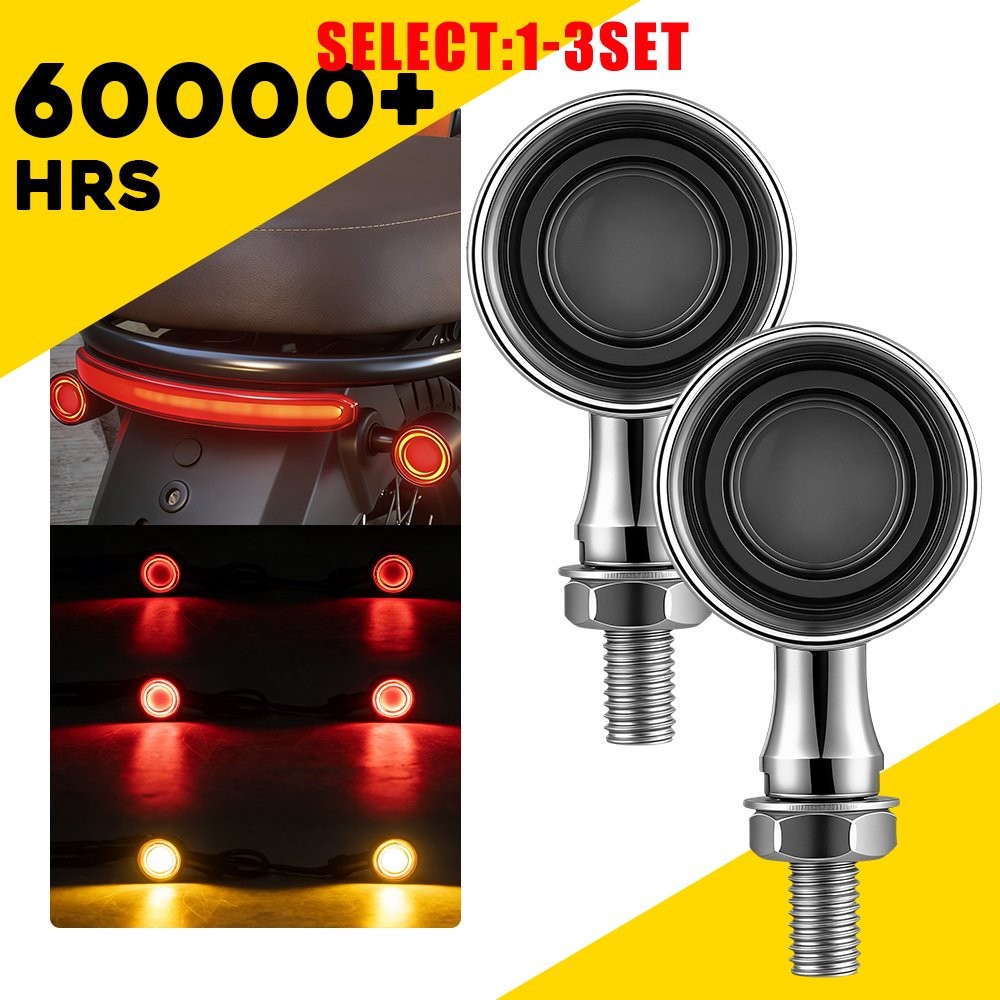 For Honda Yamaha Ducati Chrome LED Bullet Turn Signal Blinker Tail Light 2-6X