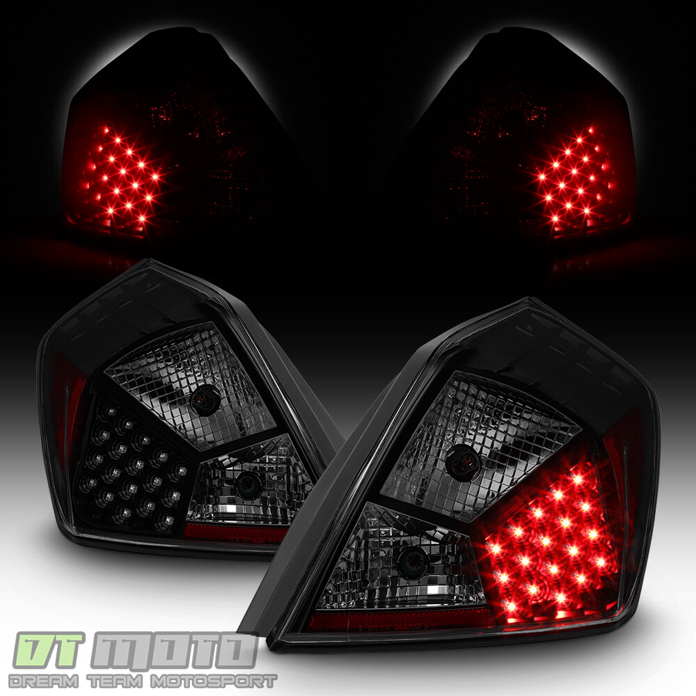 Black Housing Smoke Lens For 2007-2012 Altima Sedan LED Tail Lights Brake Lamps
