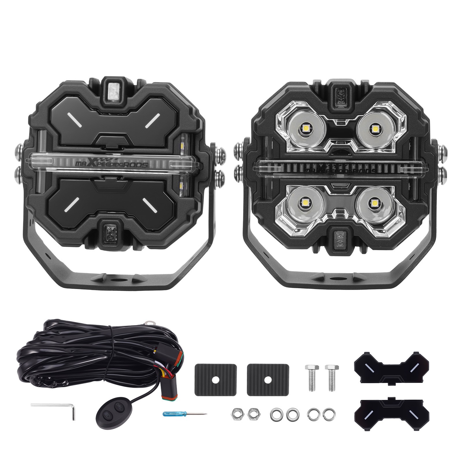 LED Driving Light Pods 3.5″ Aluminum Housing Spot Beam Side Shooter DRL Amber