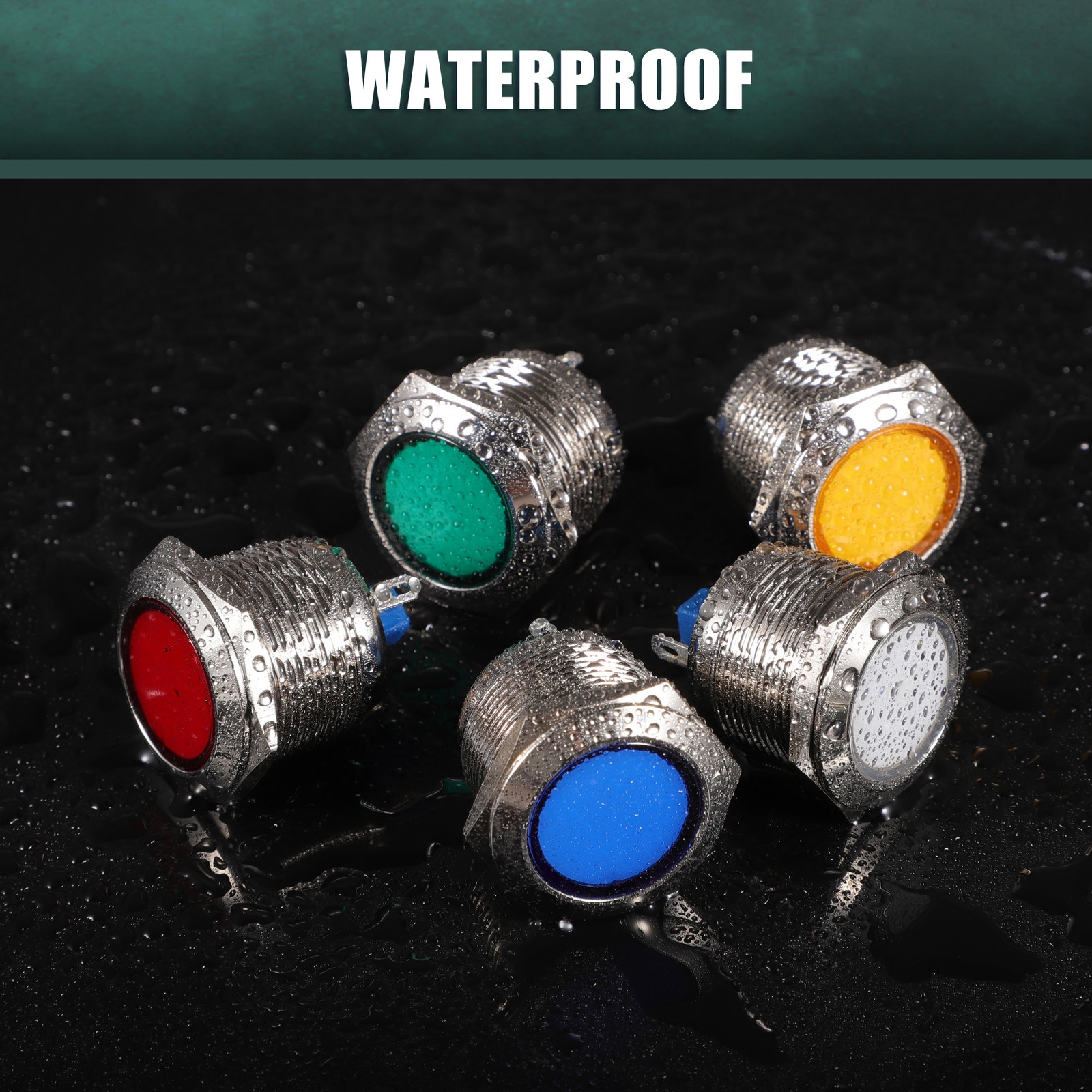 5 Pcs 22mm LED Waterproof Indicator Signal Warning Light Internal Multicolor