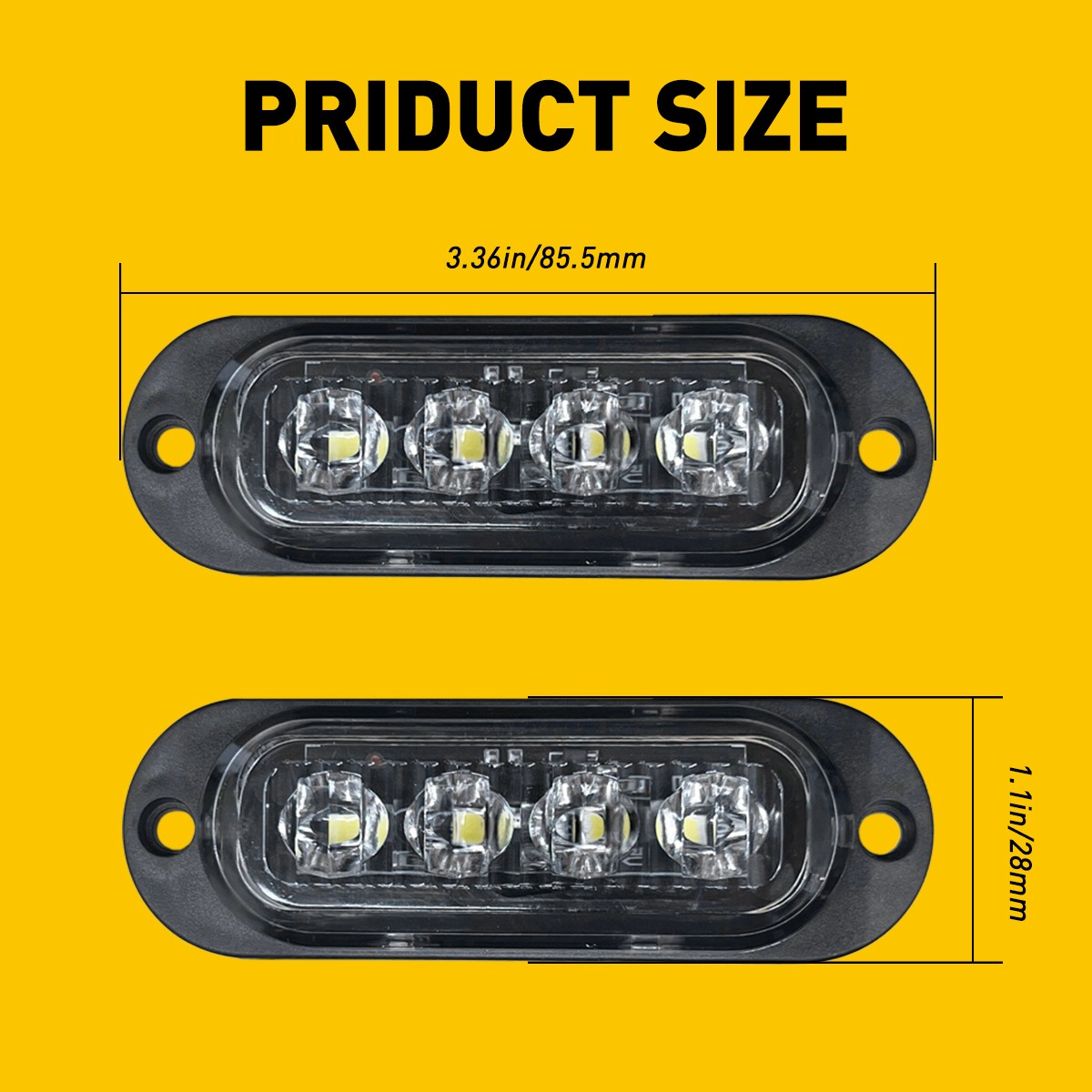 12x 4LED Side White Marker Lights Light Clearance Truck Trailer RV Waterproof