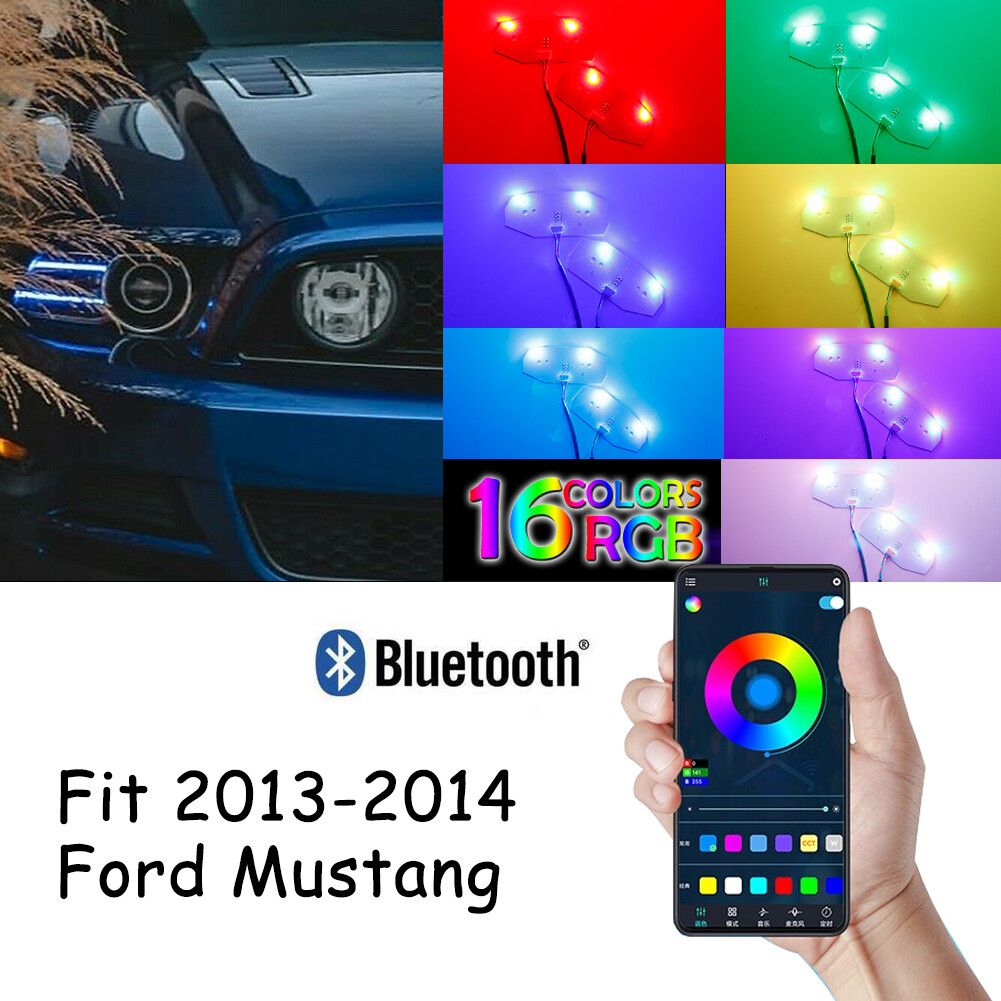 Remote Control RGBW Multicolor LED DRL Board Lighting Kit For 13-14 Ford Mustang