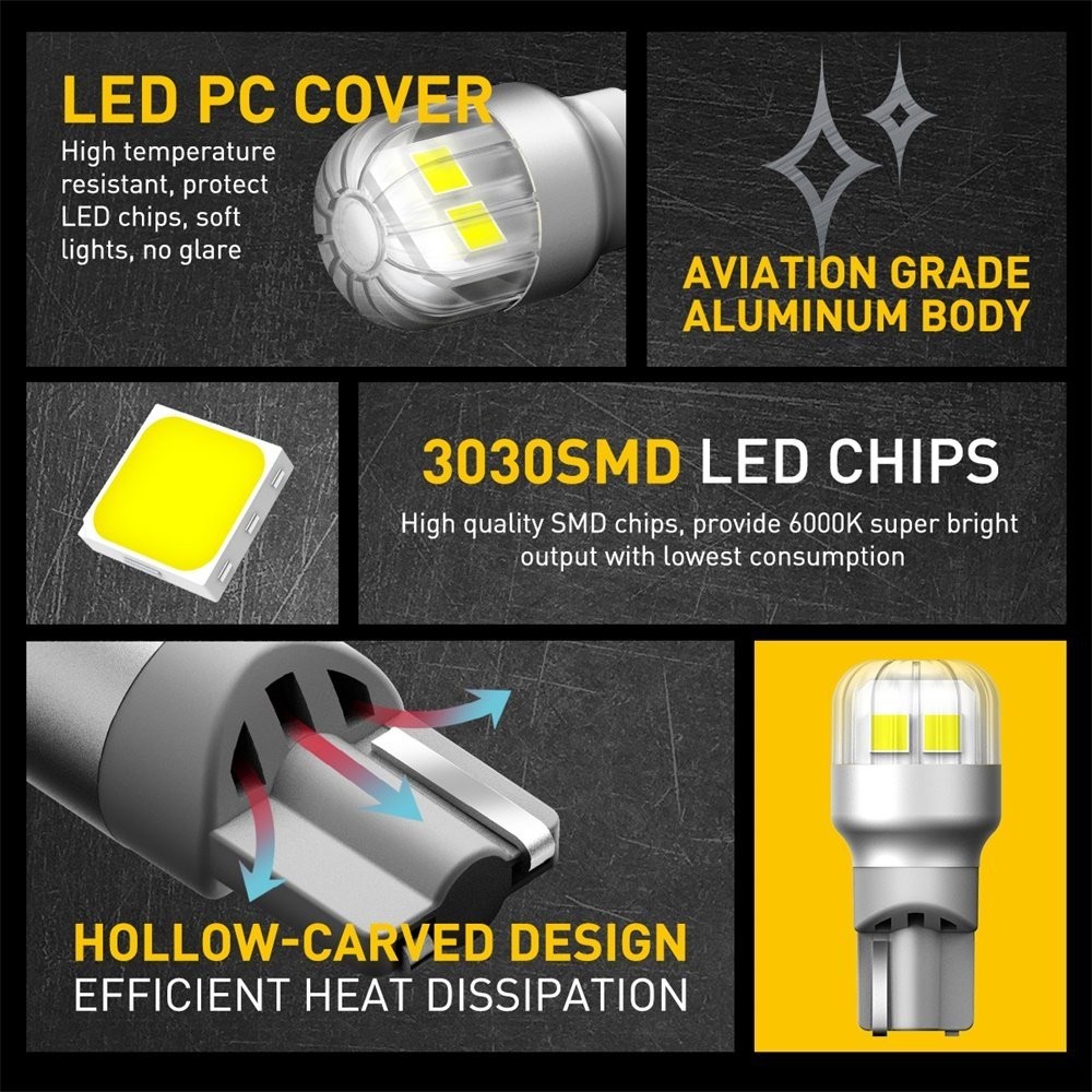 Backup Reverse Lights AUXITO 921 T15 912 LED White 6000K Bulb 2400LM US4T 2/10x