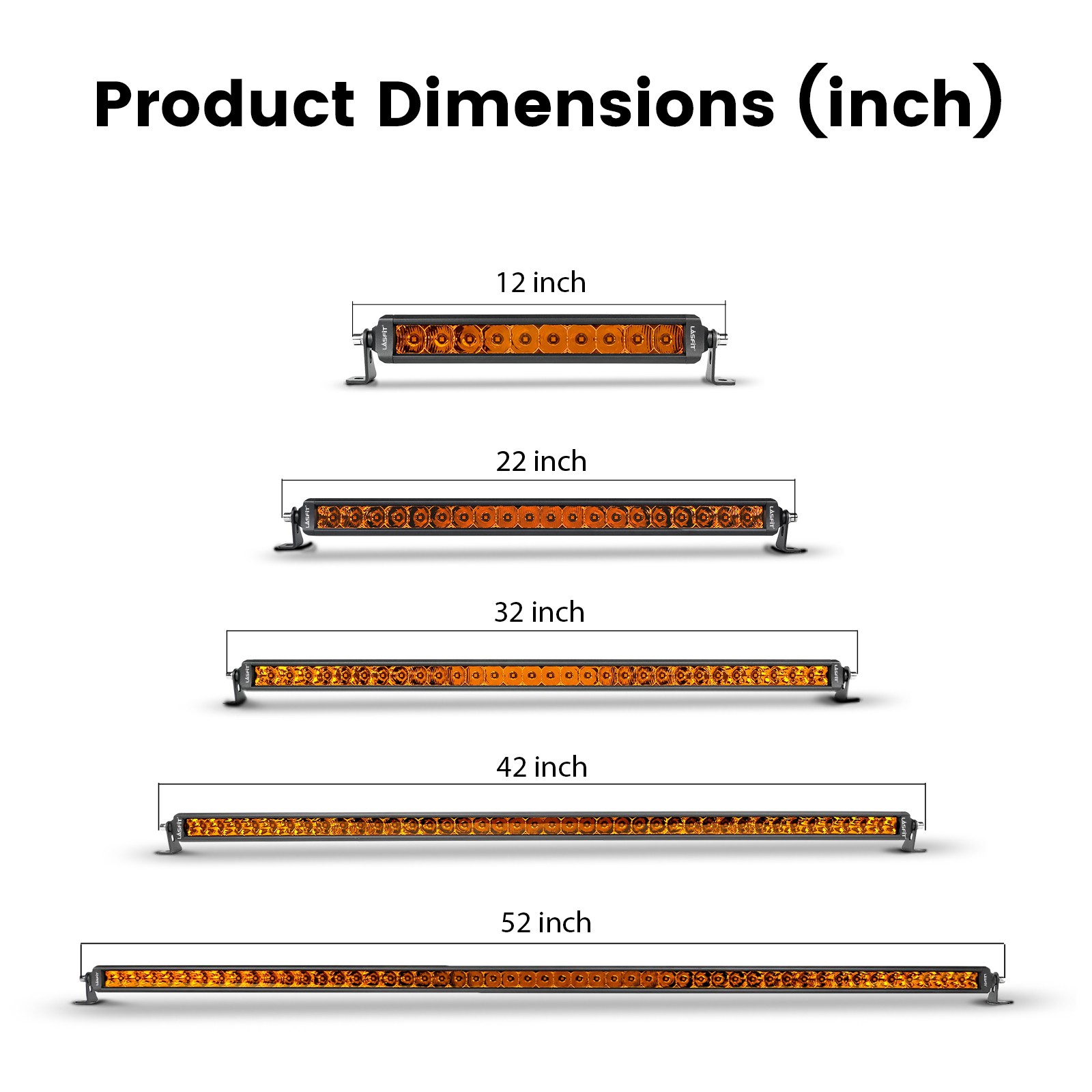 12″ 22″ 32″ 42″ 52″ inch Off-Road LED Light Bar Spot Flood Combo Amber / White