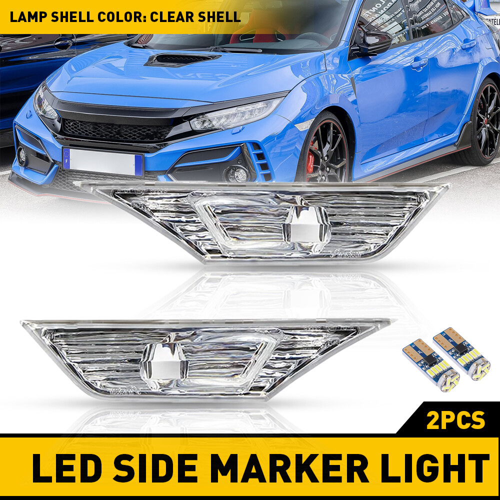 LED Side Marker Light for 2016-2021 Honda Civic Sedan/Hatchback/Coupe Clear Lens