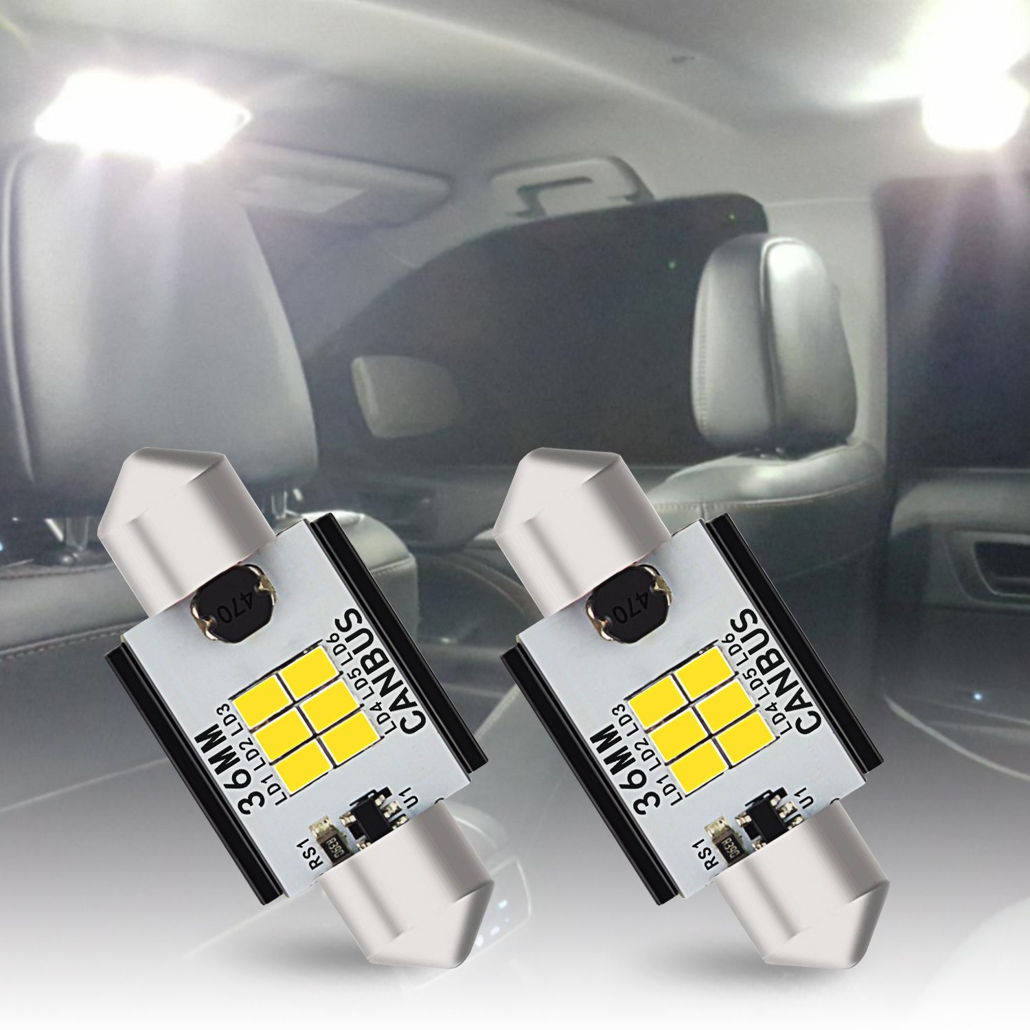 AUXITO 6418 C5W 36MM Festoon LED Plate License Tag Bulb Light 6000K Bright White