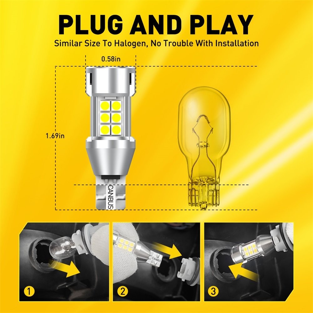 AUXITO CANBUS White T15 912 921 W16W SMD 18LED Backup Reverse Light 3400LM 2PCS