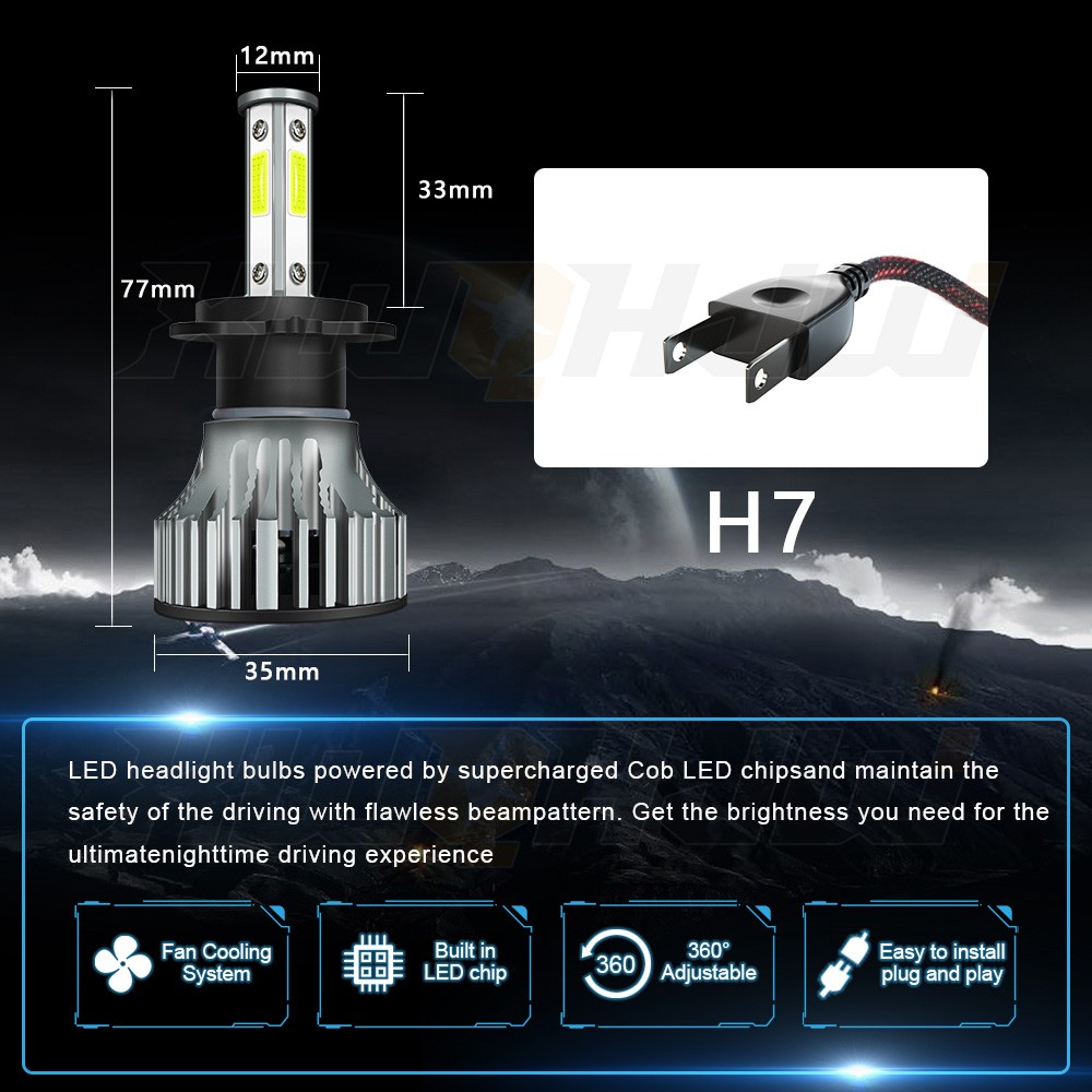 H7 LED Headlight Bulbs For Yamaha YZF-R6 2003-15 YZF-R1 2007-14 6000K Pure White