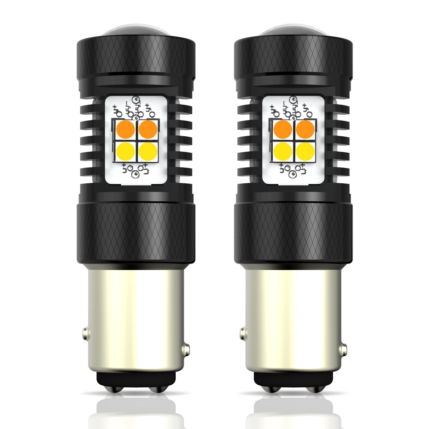 2PCS AUXITO CANBUS 1157 Switchback White Amber LED Turn Signal DRL Light Bulbs