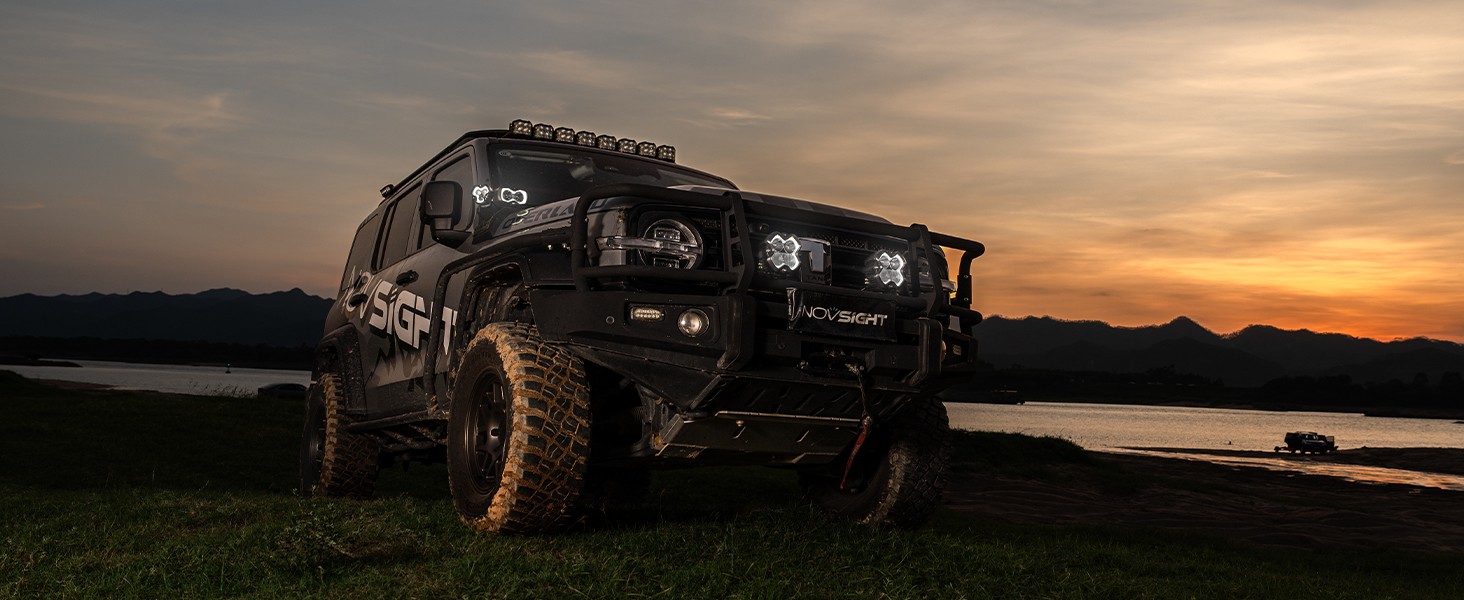 NOVSIGHT 4.5“ LED Work Lights Bar Spot Pod SUV JEEP Truck Offroad Red/White DRL