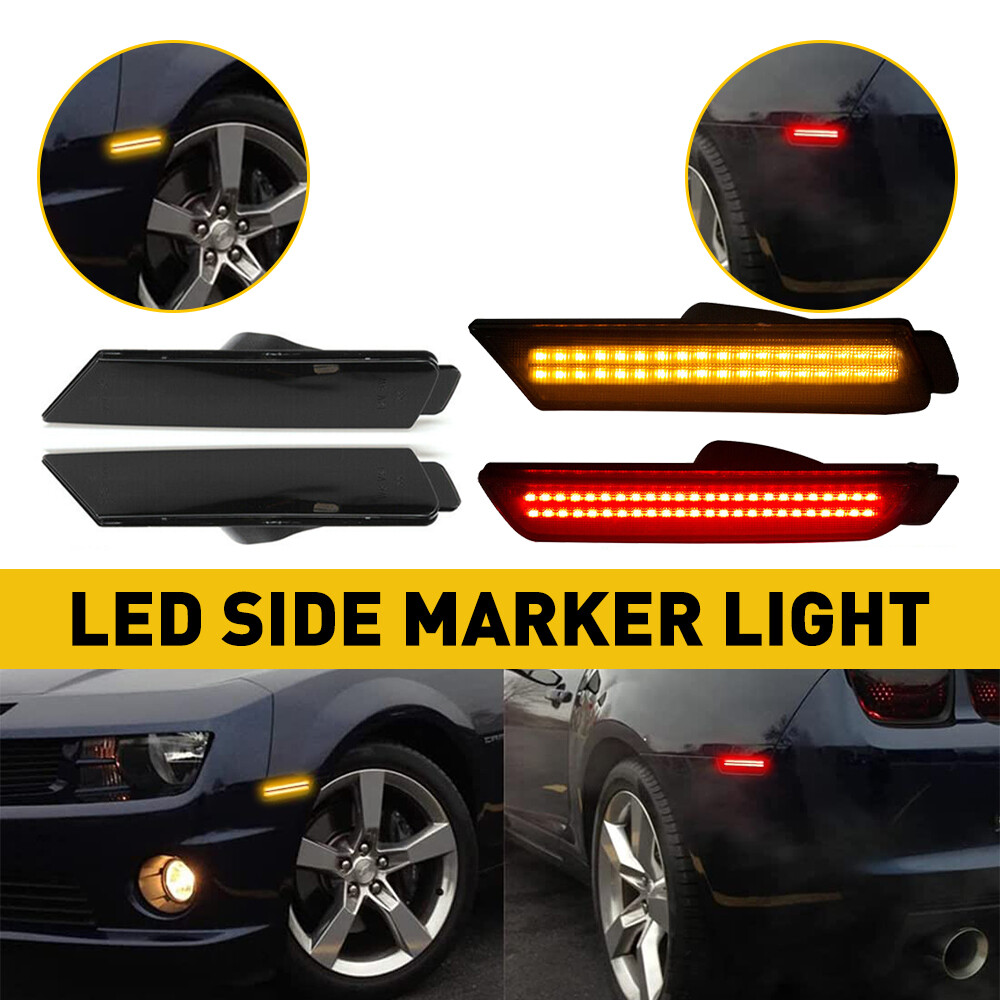 4x For 2010-2015 Chevrolet Camaro LED Side Marker Light Smoked Car Replace Parts