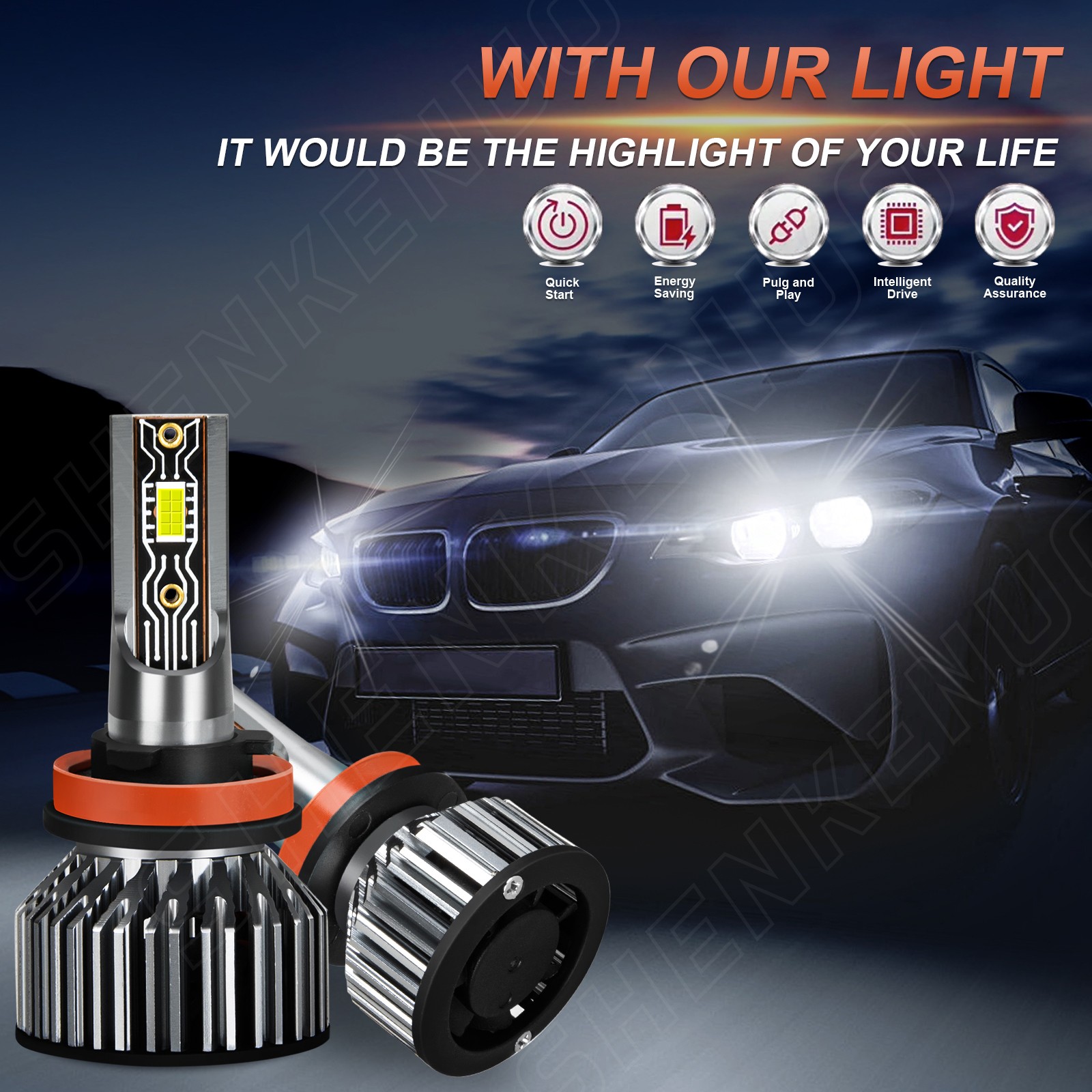 Super White Bright H7 H11 H11 LED Headlight Fog Light Bulbs Kit Replace Halogen