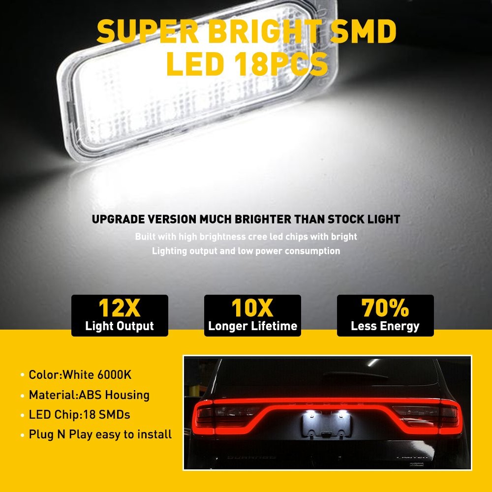 [BRIGHT WHITE] Fit Ford Edge/EcoSport XJ Jaguar LED Plate License Lights Housing