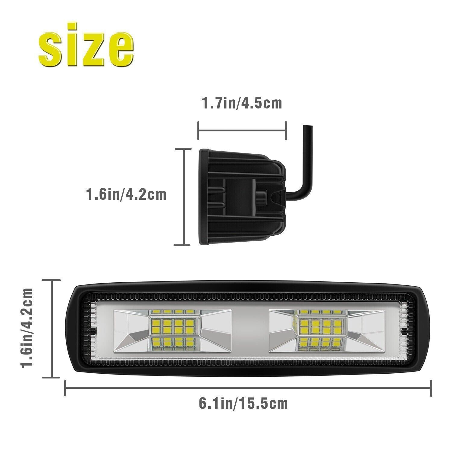 2Pcs 6″ 48W LED Work Light Bar Spot Pods Fog Lamp Offroad SUV ATV Truck