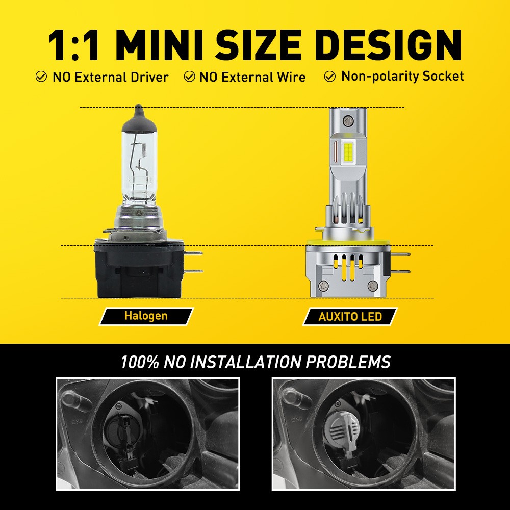 AUXITO H11B 5202 H9 LED Headlight Bulbs White 28000LM Super Bright Canbus 6500K