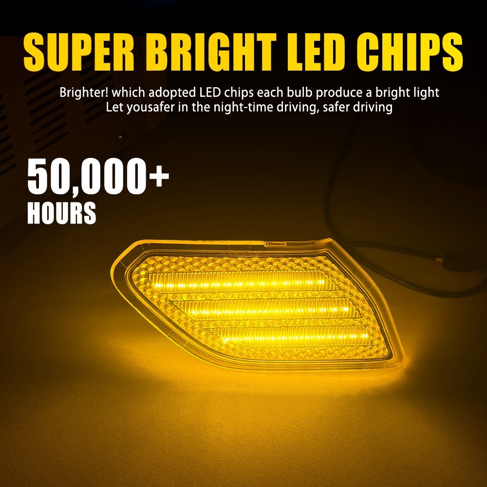 4PC Front Fender LED Side Marker Light Amber For 18+ Jeep Wrangler JL/Gladiator