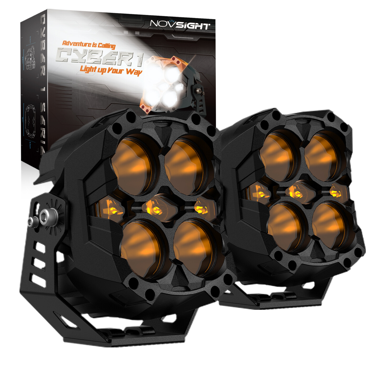 NOVSIGHT 2x 6“ LED Off Road Lights Driving Pod Flood Spot Beam for Jeep Pickup