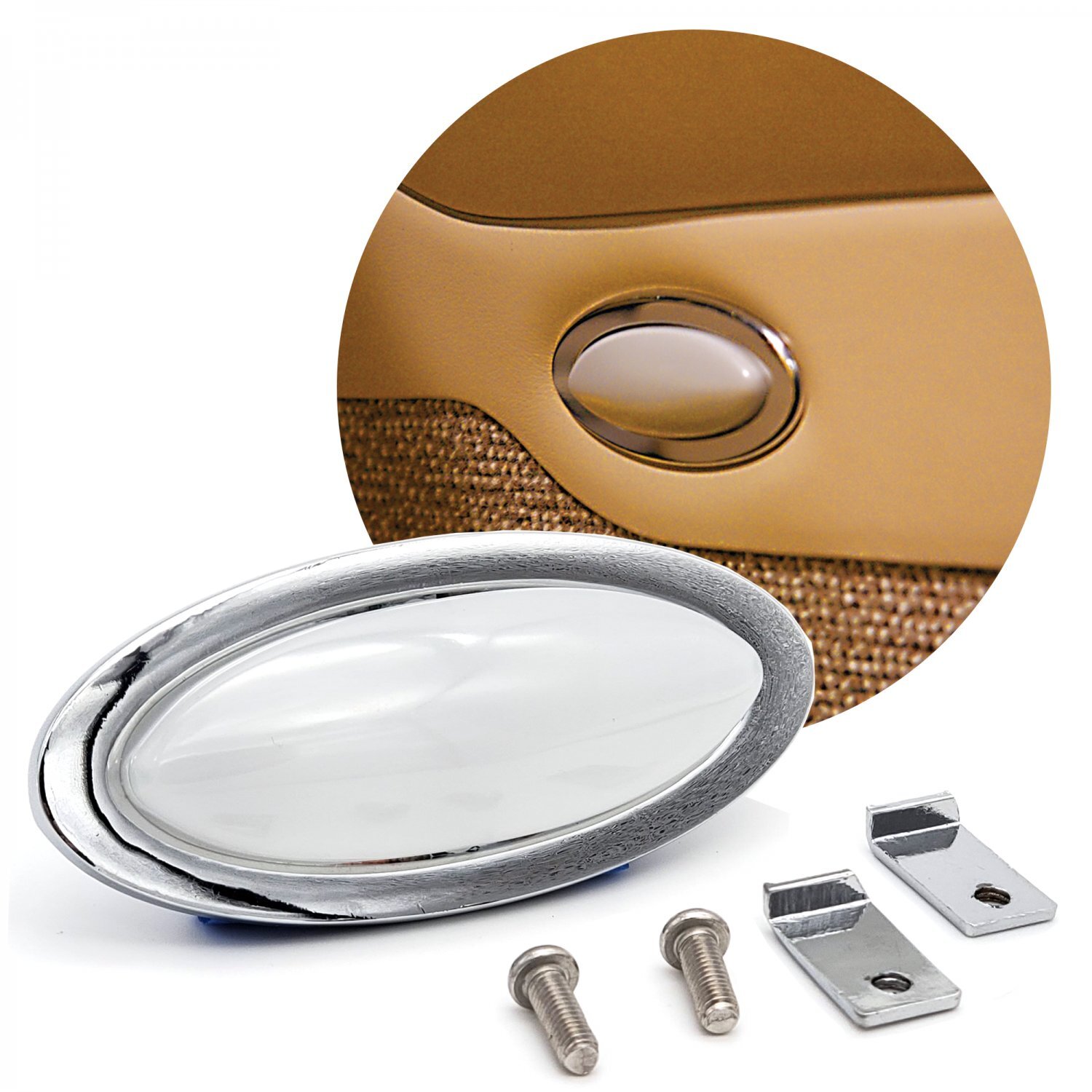 Billet Chrome Oval Universal Bright LED Interior Dome Light Courtesy Map Trunk