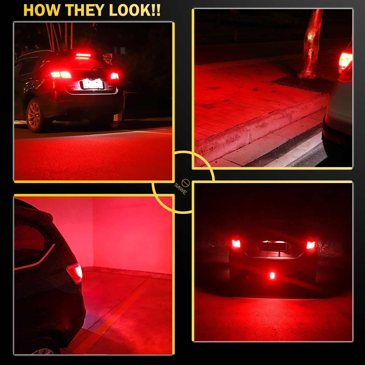 2x 7443 7440 7444 LED RED Flash Strobe Blinking Brake Stop light Bulbs For Honda