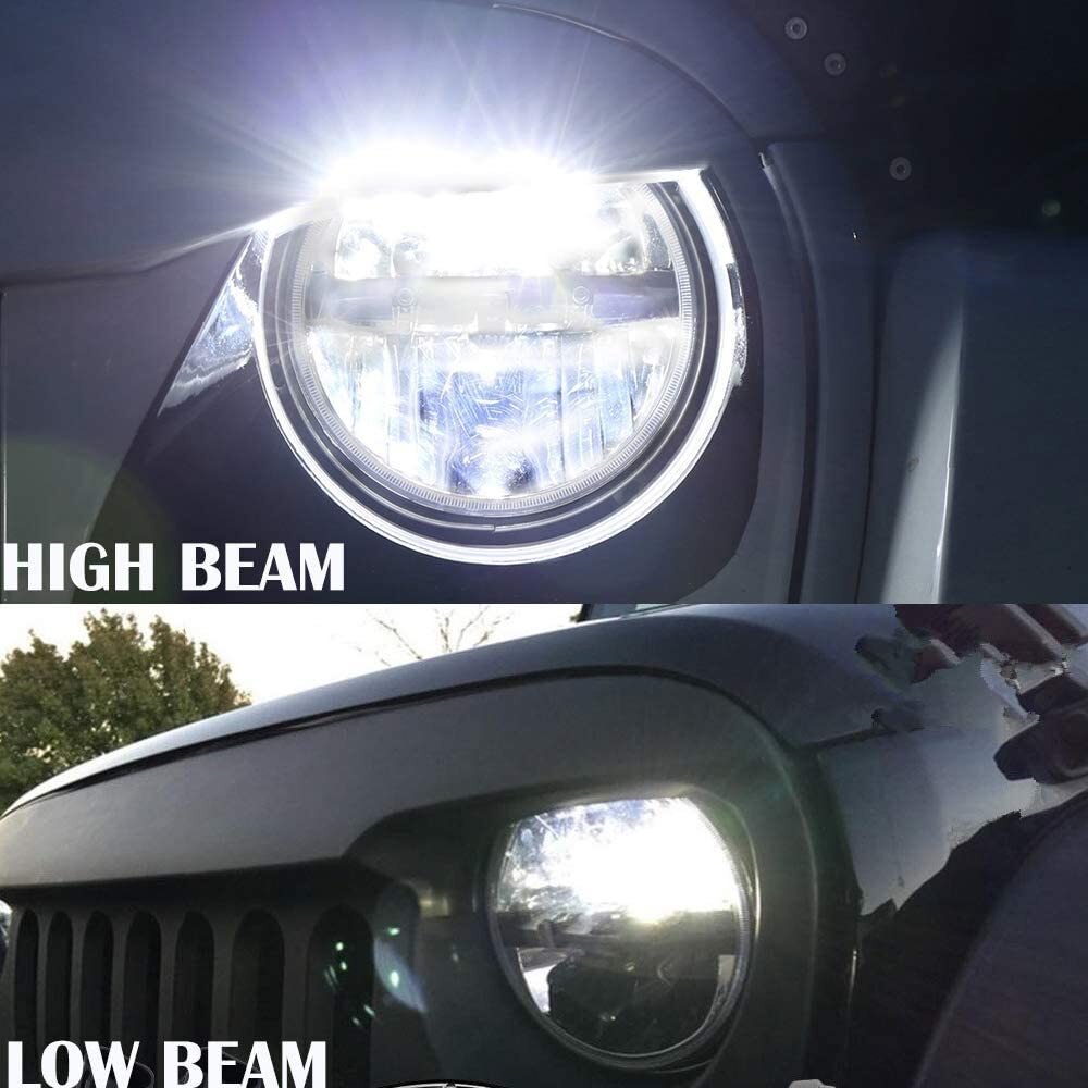 Newest 7″ Round Led Headlight Hi-Lo for Jeep Wrangler JK LJ TJ for Chevy C10 C20