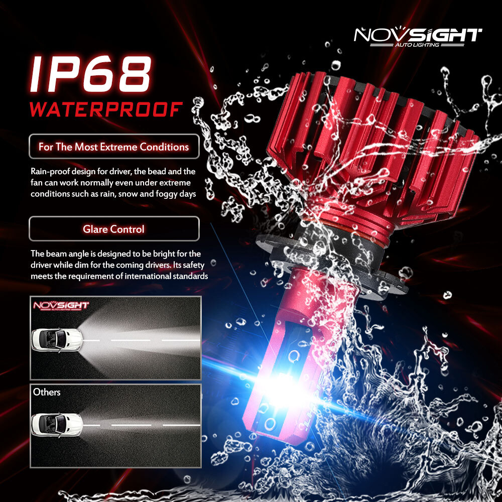 NOVSIGHT 9005 9006 H7 H11 LED Headlight Bulbs 6000K White High Low Beam For Jeep