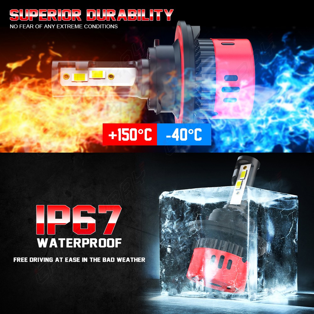 Brightest 9008 H13 120W LED Headlight Bulbs High Low Beam 42000LM Super White