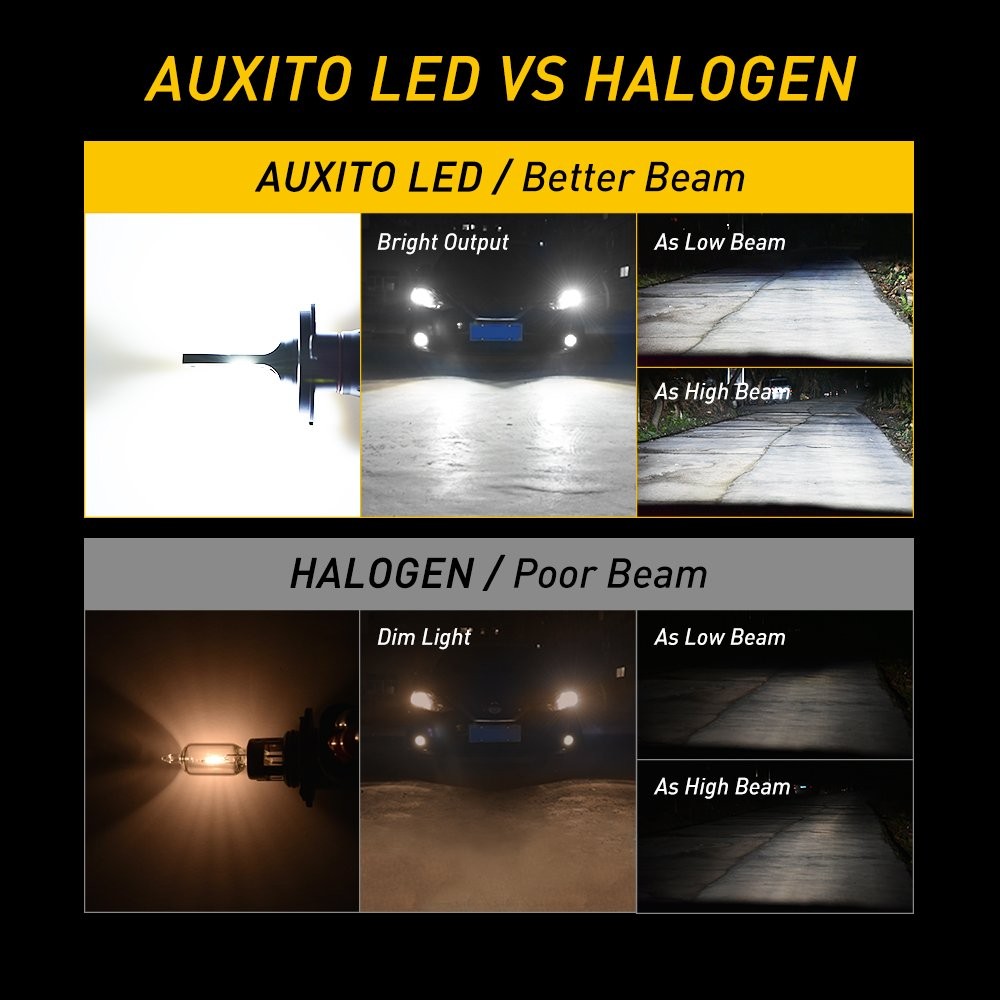 AUXITO LED H4 White Headlight Bulbs Kit High Low Beam Super BRight 30000LM 2/4X