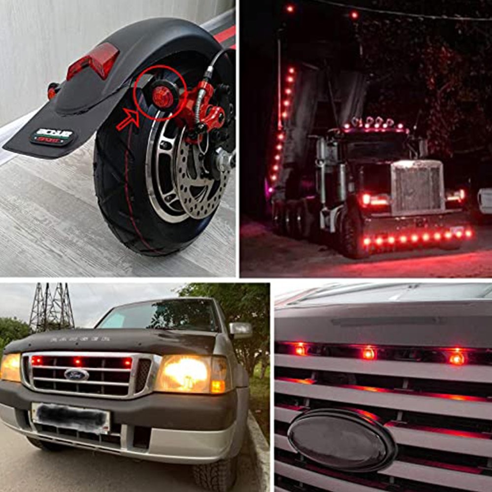 20Pcs Round Amber Red Side Marker Clearance LED RV Trailer Truck Lights Lamp 12V