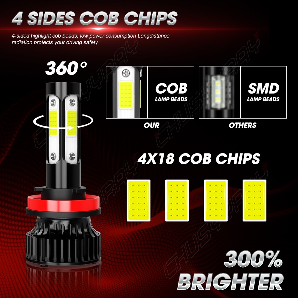 Combo 9005+H11 LED Headlight Super Bright Bulbs Kit White 720000LM Hi/Lo Beam