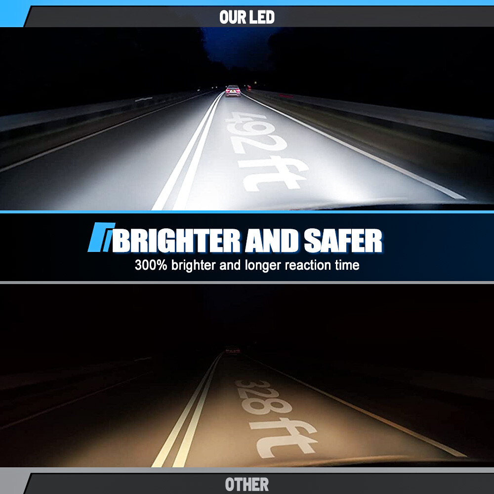 LED High/Low Beam Bulbs Kit H7 Super Bright CSP Headlights 6000K Bright White 2x