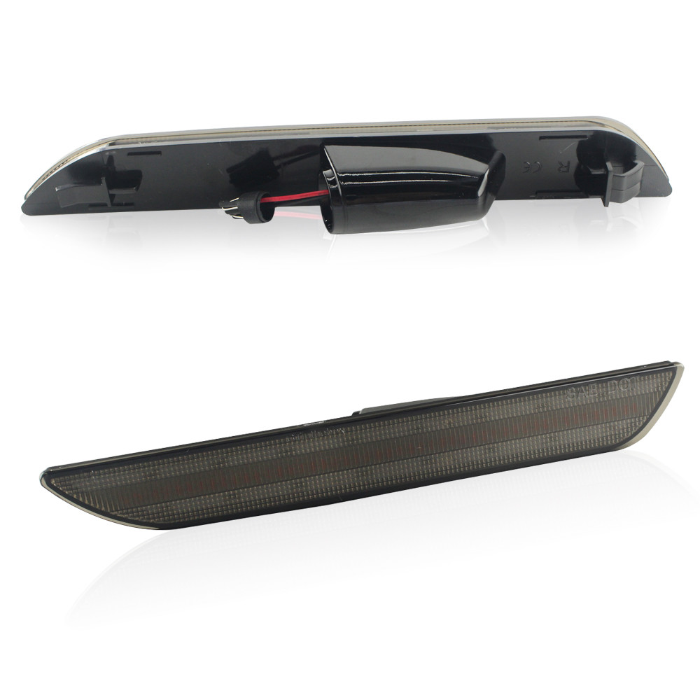 Smoked Black Lens Brilliant Red LED Side Marker Lights For 2015-up Ford Mustang