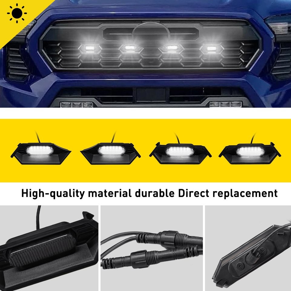 White LED Grille Light for 24 -25 Toyota Tacoma TR D Off Road/Sport Accessories