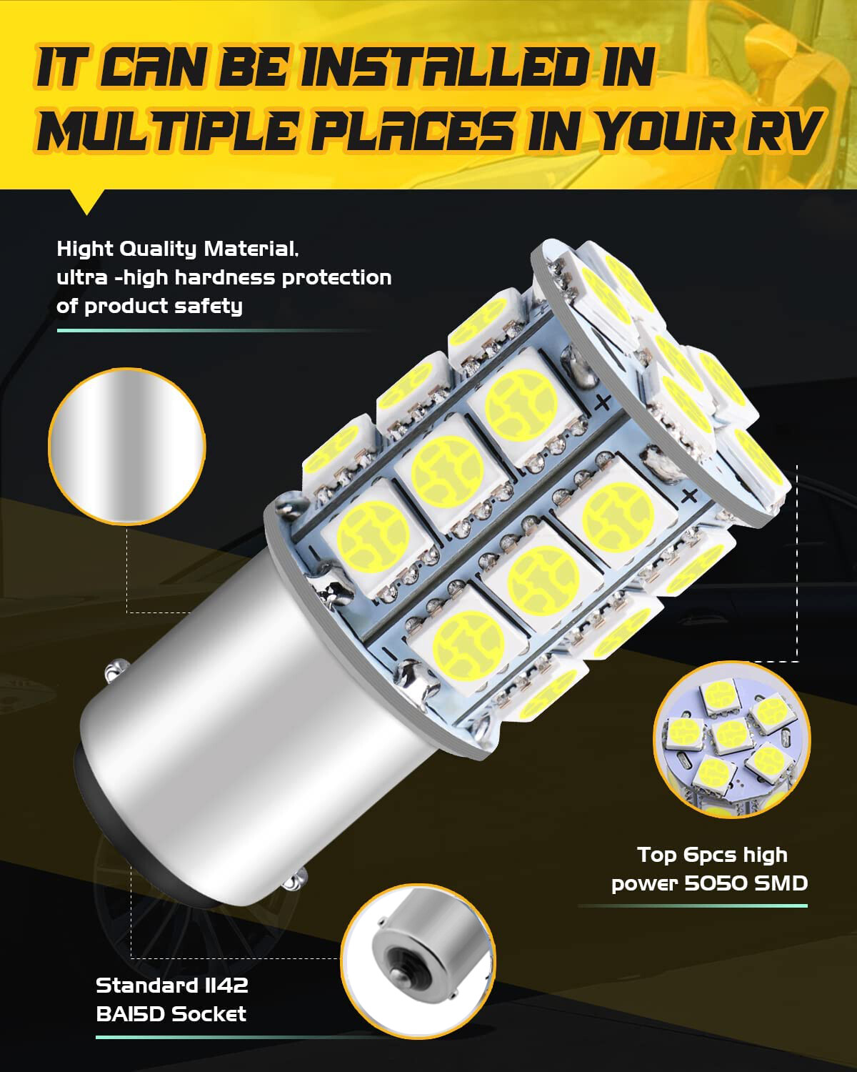 2Pack 12V White 67 89 97 631 5007 5008 R5W R10W 1156 LED Bulb Mini BA15S for Car