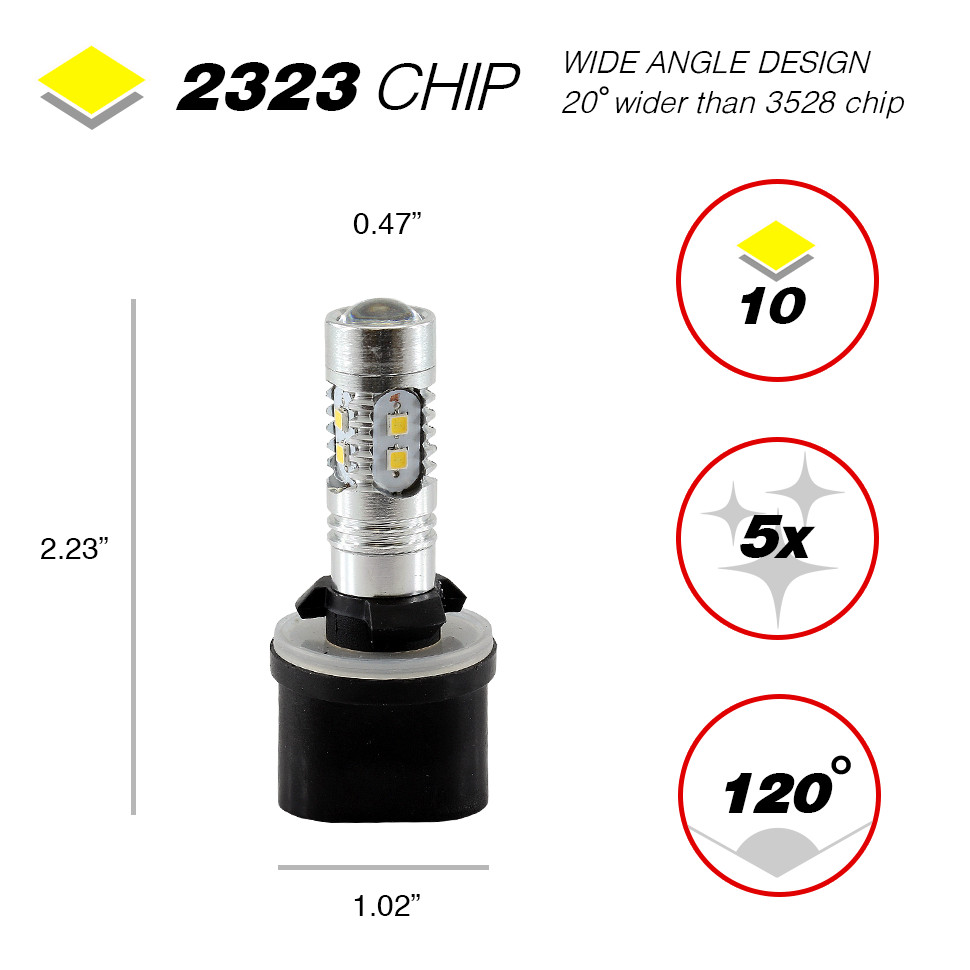 880 893ST 6000K White 2323 Chip LED Projector Fog Light Bulbs
