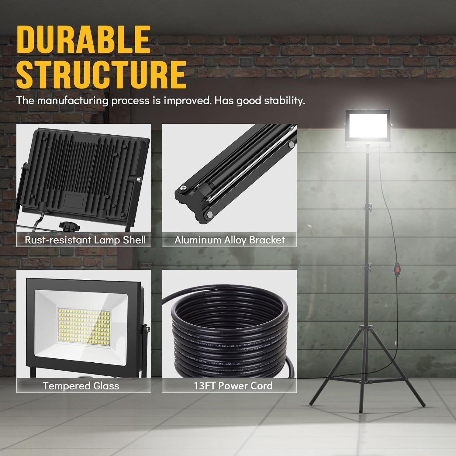 Durable 2PCS LED Work Lights with 360° Adjustable Heads – Ideal for Construction