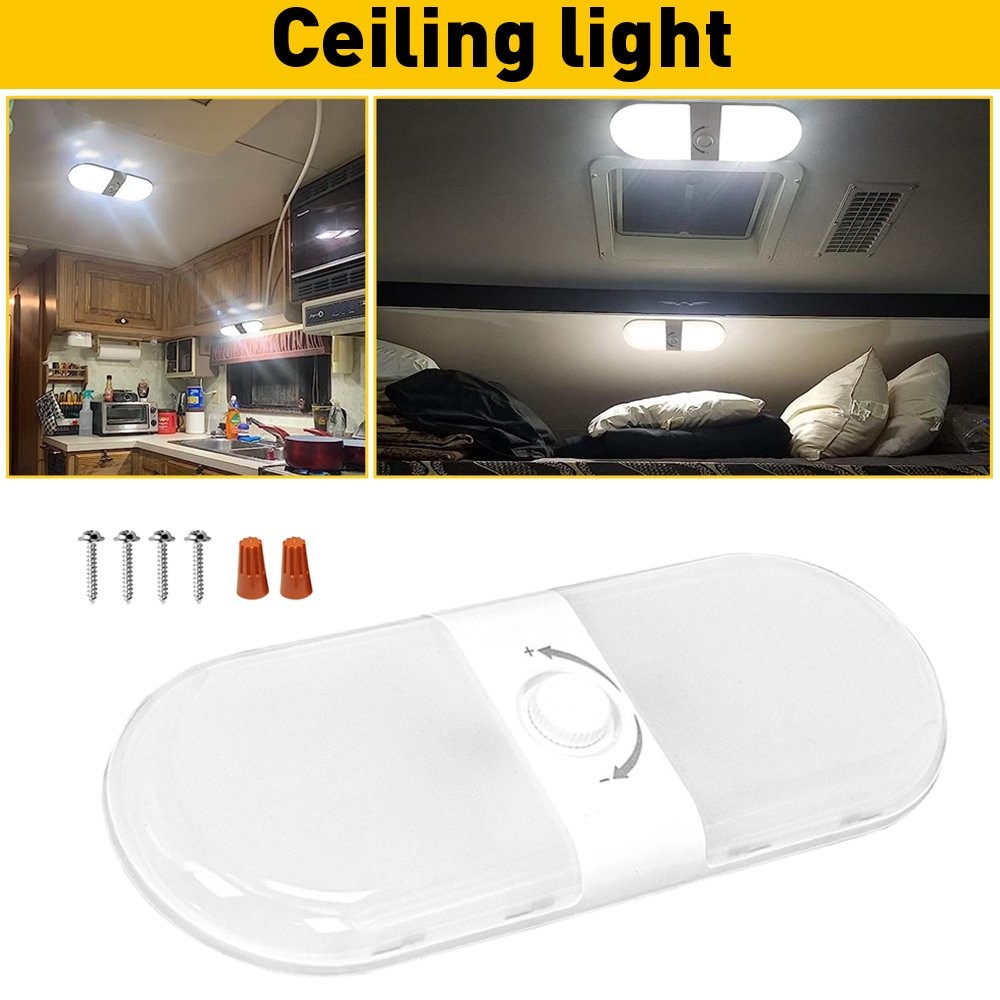 Dimmable 1700LM 3 Color Light Interior 12V24V Ceiling 120Led Dome Lamp RV Camper