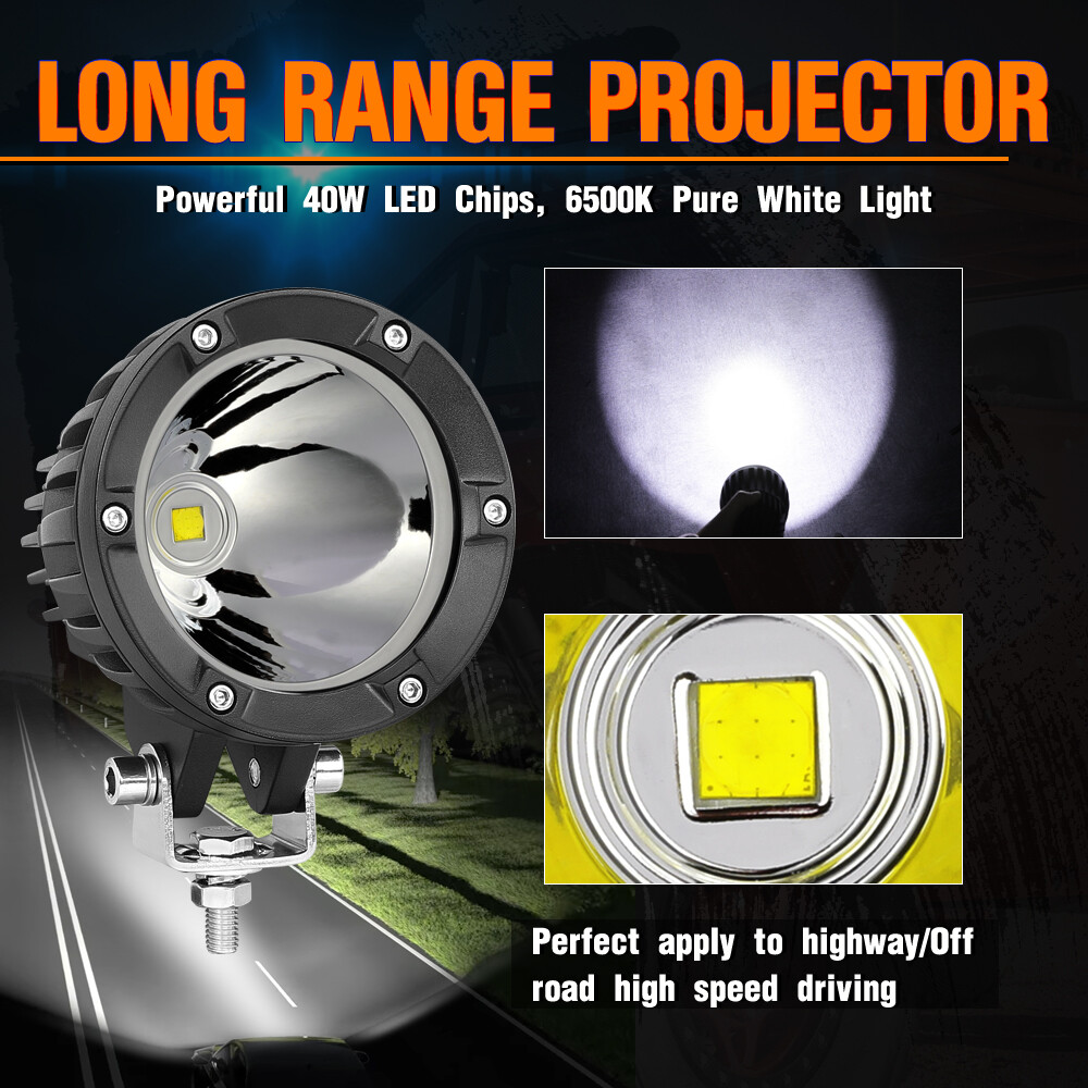 4X For Ram 15000 2500 3500 4Inch 80W Round LED Off Road Driving Spot Lights Pods
