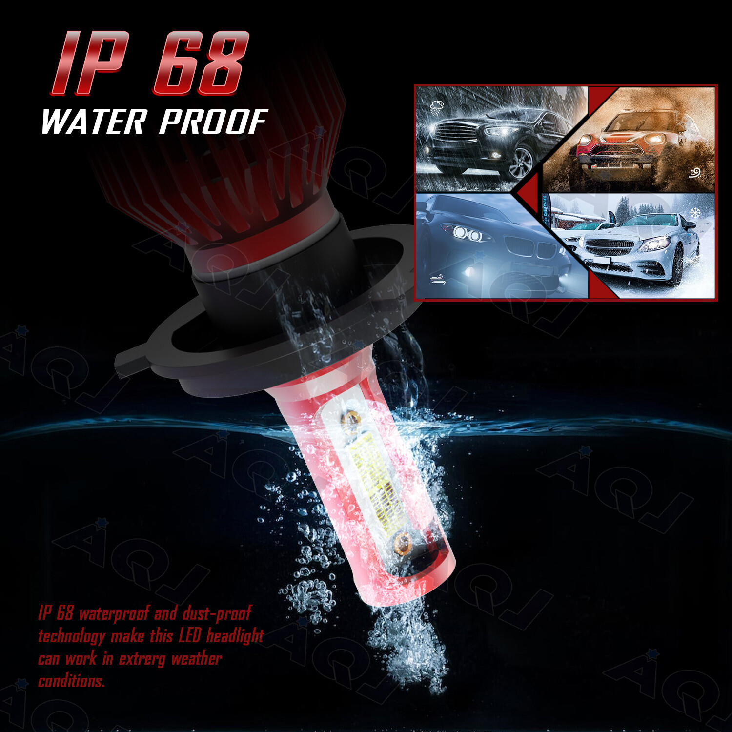 4X6 Stock Glass Lens / Metal Headlight 6000k white LED Light Bulb Headlamp Set