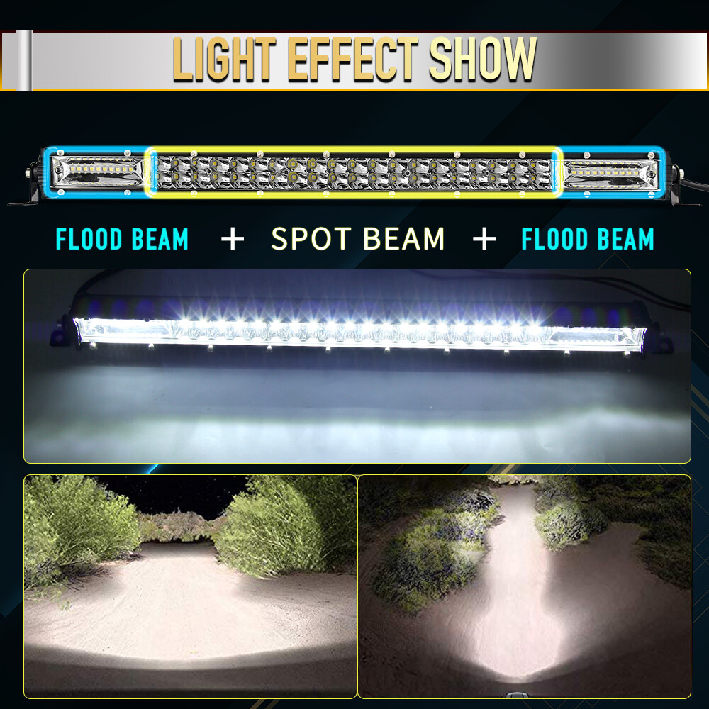 7″14″20″26″32″ Dual Row LED Light Bar DRL Spot Flood for UTV ATV Truck UTE Boat