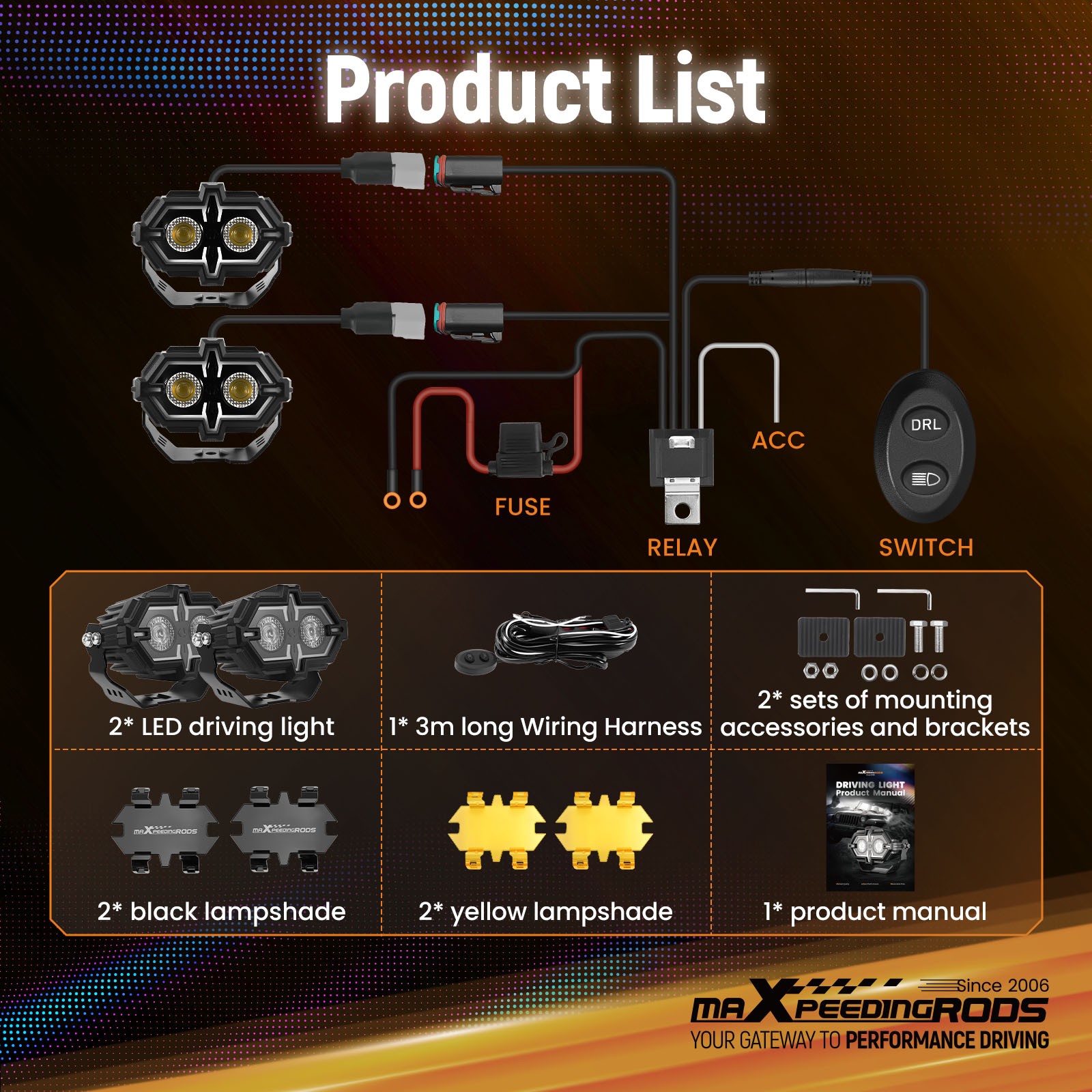 108W LED Driving Fog Light For Off-Road Trucks ATVs Rectangular IP68 Waterproof