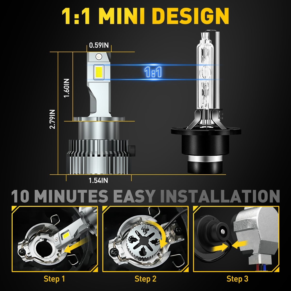 AUXITO D2S D2R D2C 200W 20000LM LED Headlight HID Xenon Replacement Bulbs 6500K