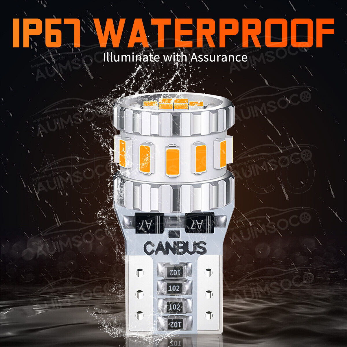 3000K Amber LED Front Side Marker Light Bulbs 168 194 2825 T10 Bright SMD