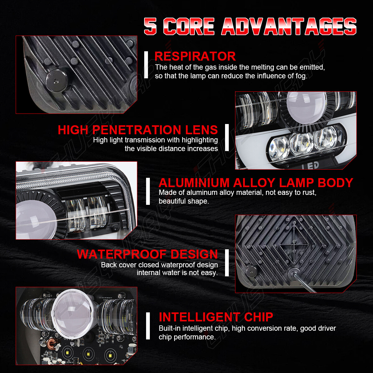 For Toyota Pickup 1982-1995 Truck DOT 7×6″ LED Headlight Pure White Bright H6054