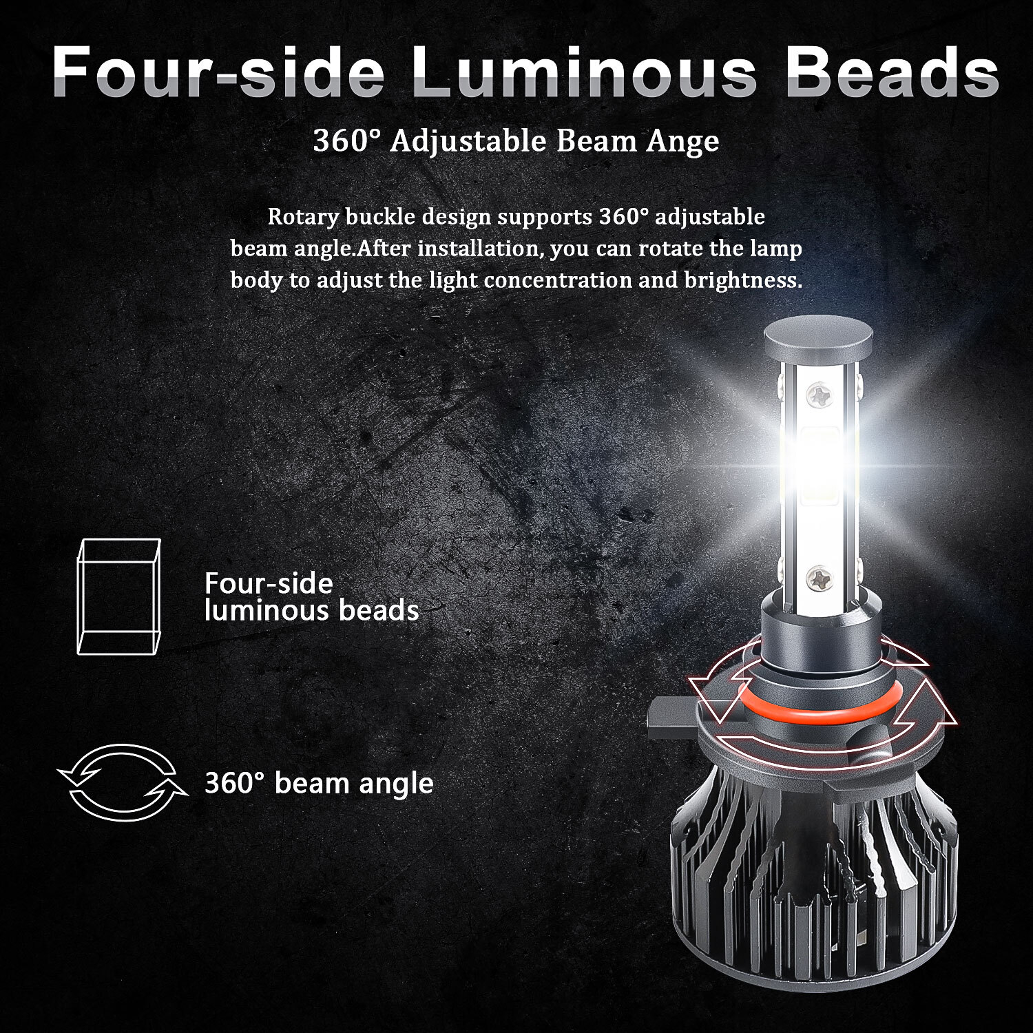 US 9012 LED Headlight High Low Beam H16/5202/2504 Fog Light Bulbs Kit 6500K 4pcs