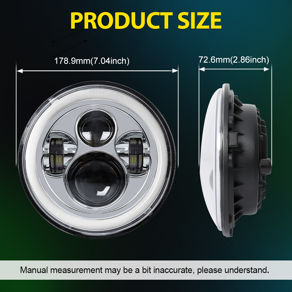 Approved 7″ inch Chrome Round Led Headlight Hi/Lo Beam for Chevy II/Nova 1969-79