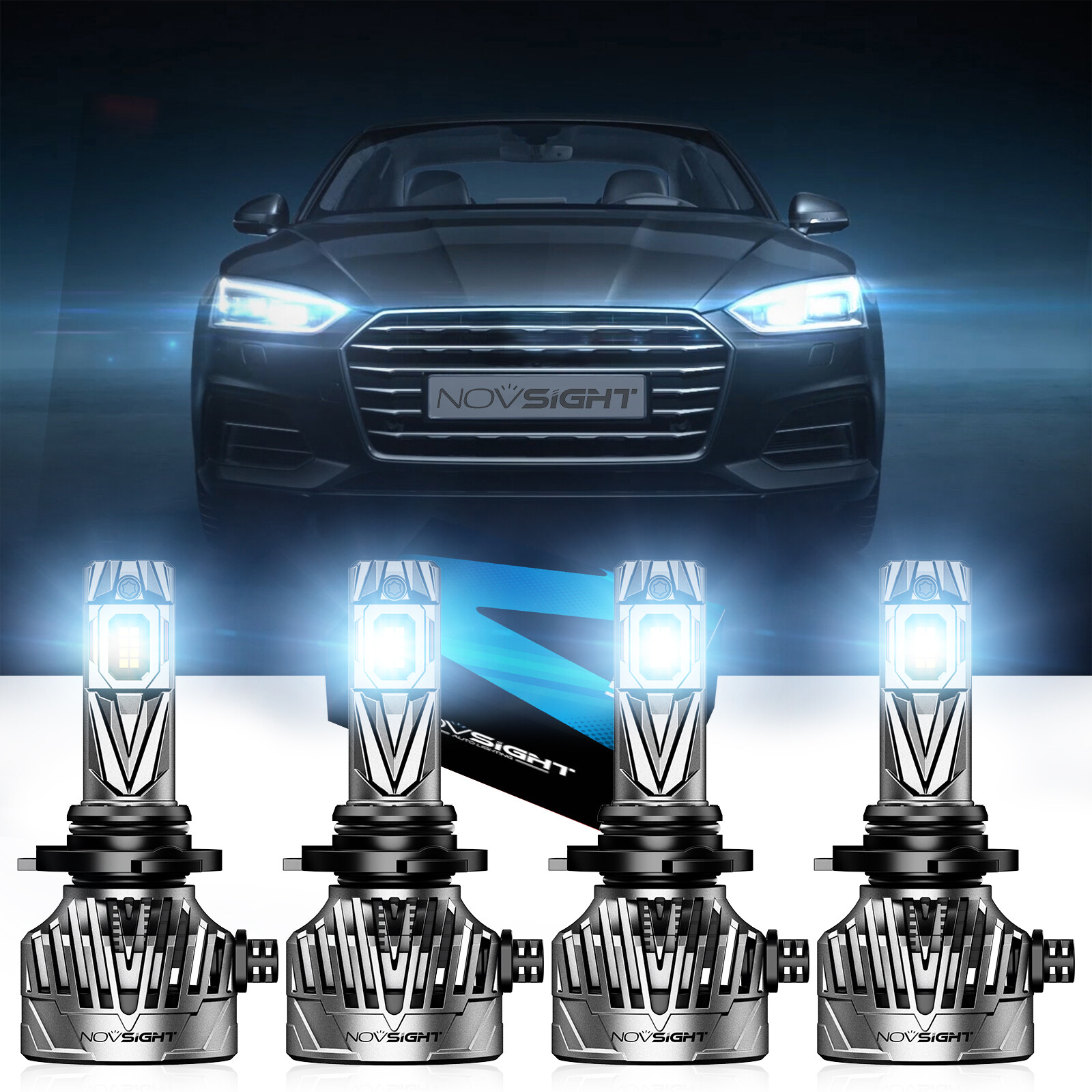 4pcs 9005 9006 LED Headlight Super Bright Bulbs White High Low Beam HB3 HB4 Lamp