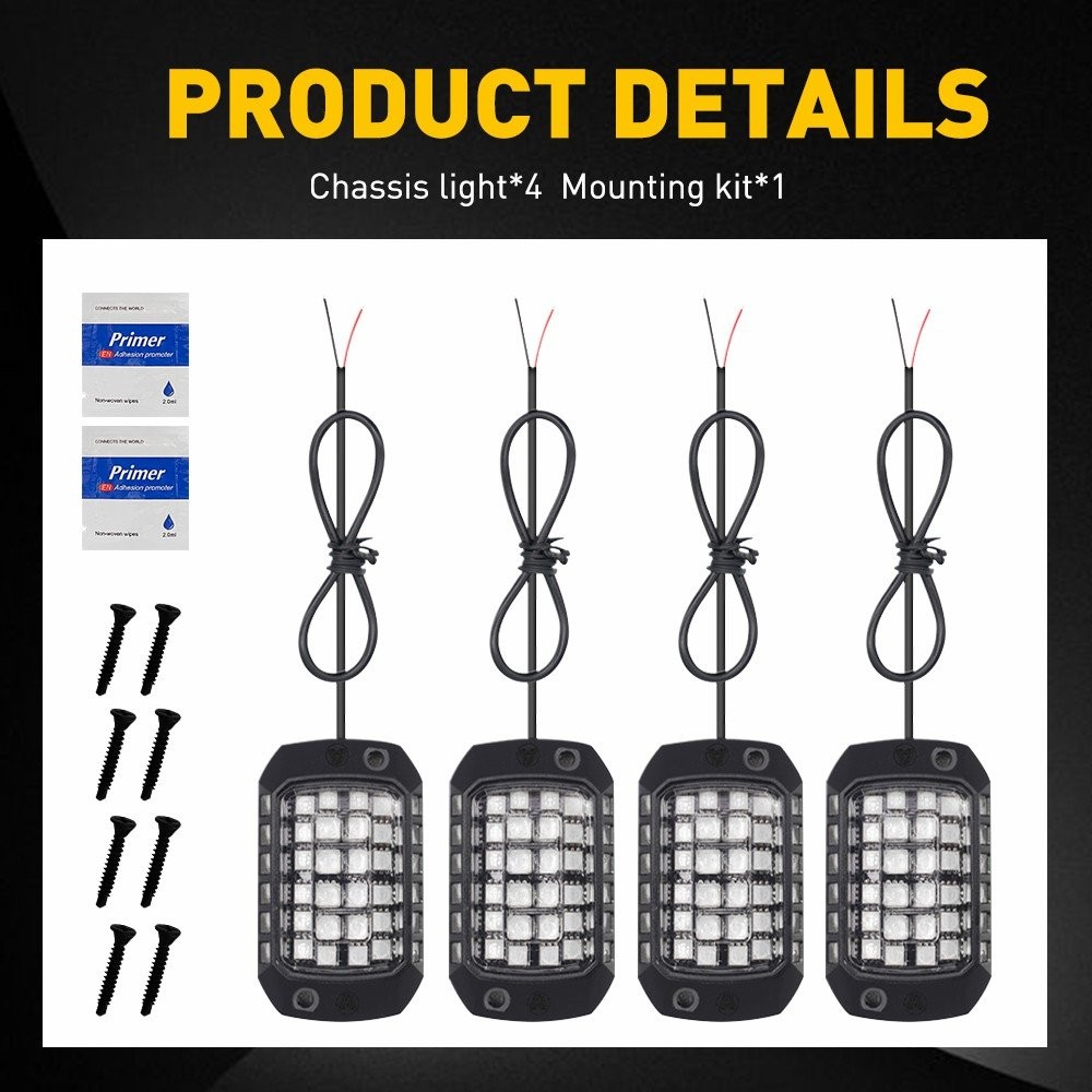 White/Red/Blue LED Lights Rock Waterproof LED Underglow Underbody Glow Lamp 12V