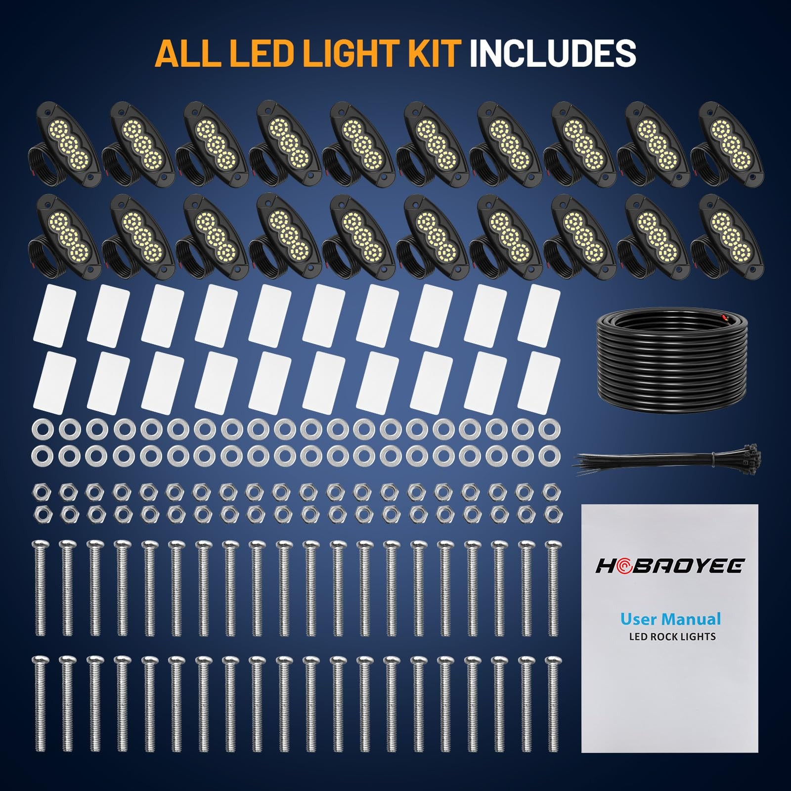 20 Pods White Rock Lights, 36 LEDs 6500K Ultra Bright IP68 Waterproof Underbo…