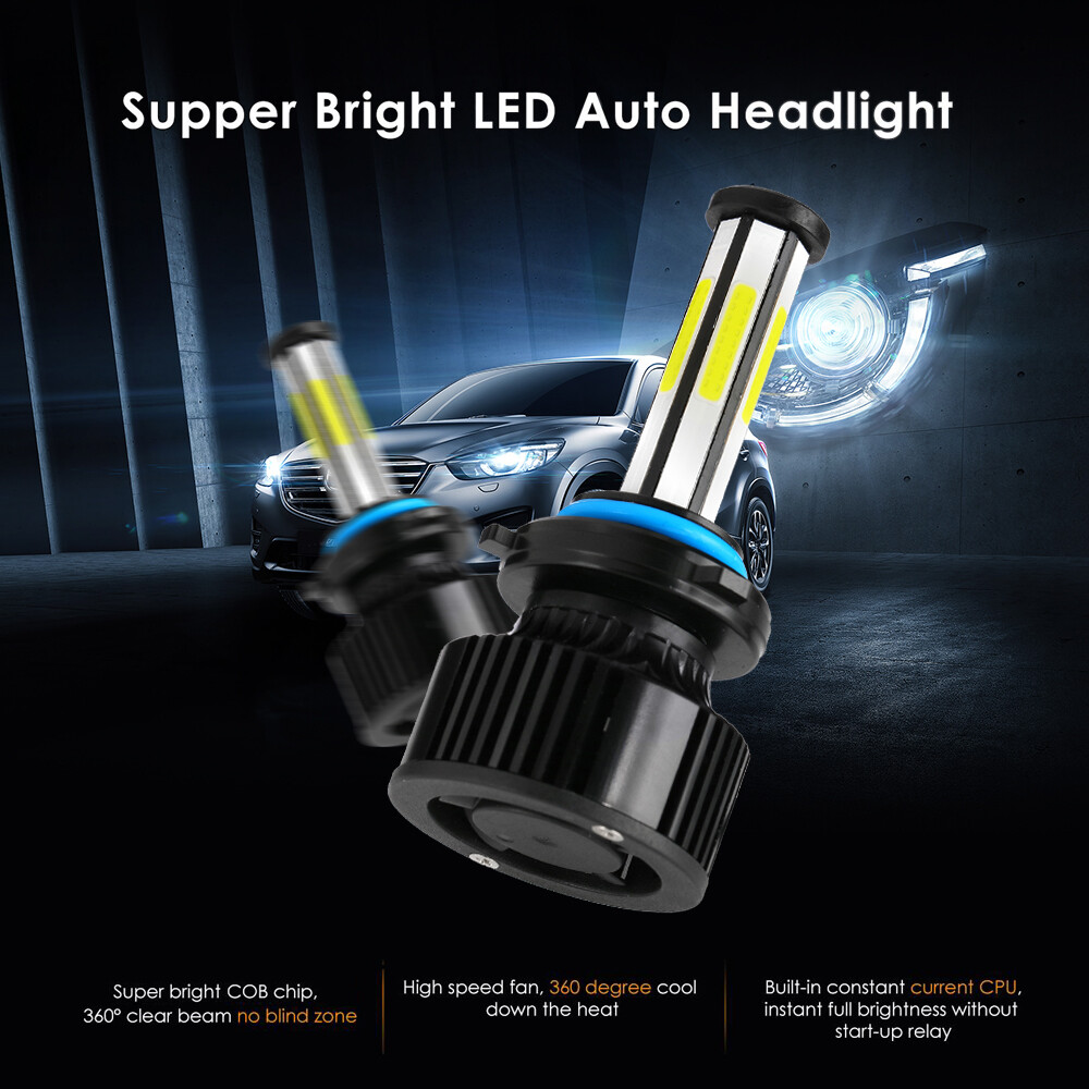 6-sides 9005 HB3 LED 6000K Xenon White High Beam Headlight Bulb Super Bright 2x